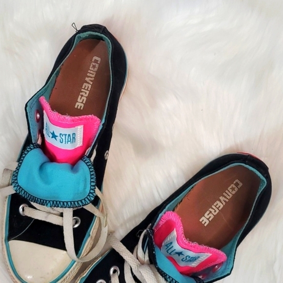 Y2K Converse All-Star Chuck Taylor Dual Tongues Black Pink Blue Womens Size 5 - Picture 16 of 17